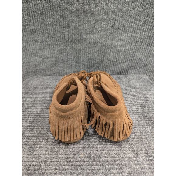 Minnetonka Women's Brown High Top Classic Fringe Lace Up Moccasin Boot Size 7 - Picture 3 of 5